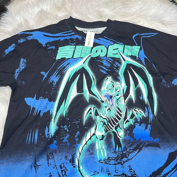 YUGIOH BLUE EYES WHITE DRAGON SHIRT YU GI OH ANIME SHIRT BOXLUNCH - Picture 2 of 4